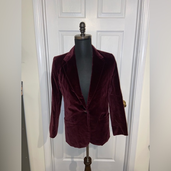 Rafaella Jackets & Blazers - Rafaella Women’s Burgundy Velvet Blazer size 6 business casual 100% cotton